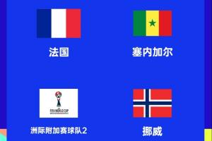 世界杯I组赛程:挪威vs法国末轮交手,比赛时间6月27日3点