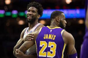 势均力敌！ESPN明日胜率预测：客场作战的湖人51.2% 76人48.8%
