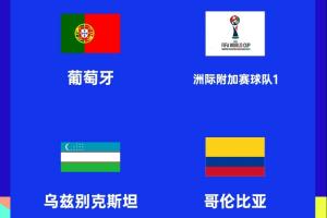 世界杯K组赛程:葡萄牙末轮对哥伦比亚,6月28日7:30