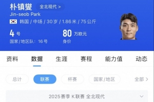 苗原:有中超球队接触朴镇燮,来中超年薪起码150万-200万美元