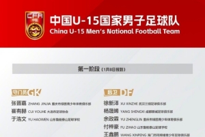 周海滨挂帅!U15国足名单:共54人分两阶段进行,包括3位旅日球员